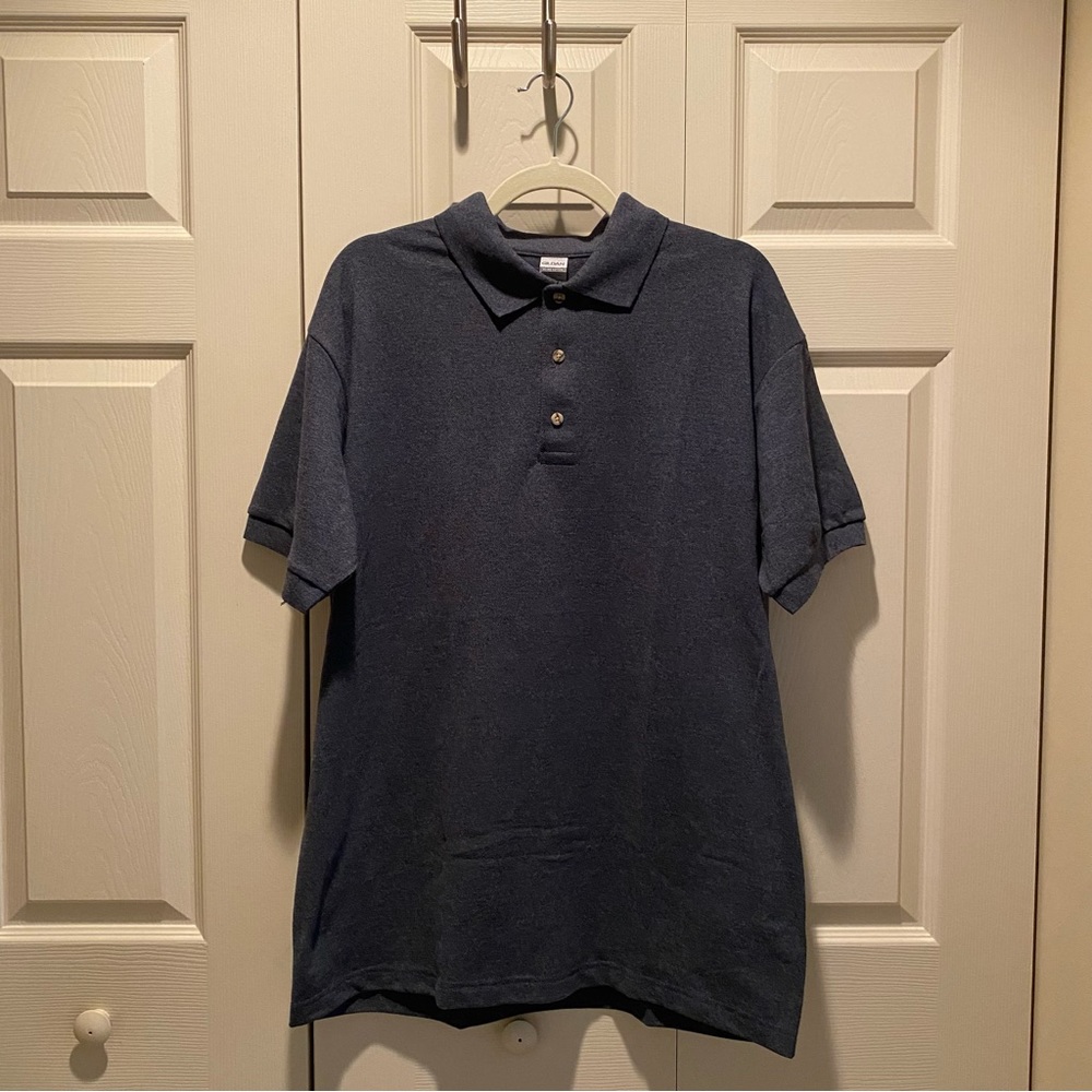 Gildan Navy Polo Shirt Short Sleeve Classic Fit Casual Golf Shirt